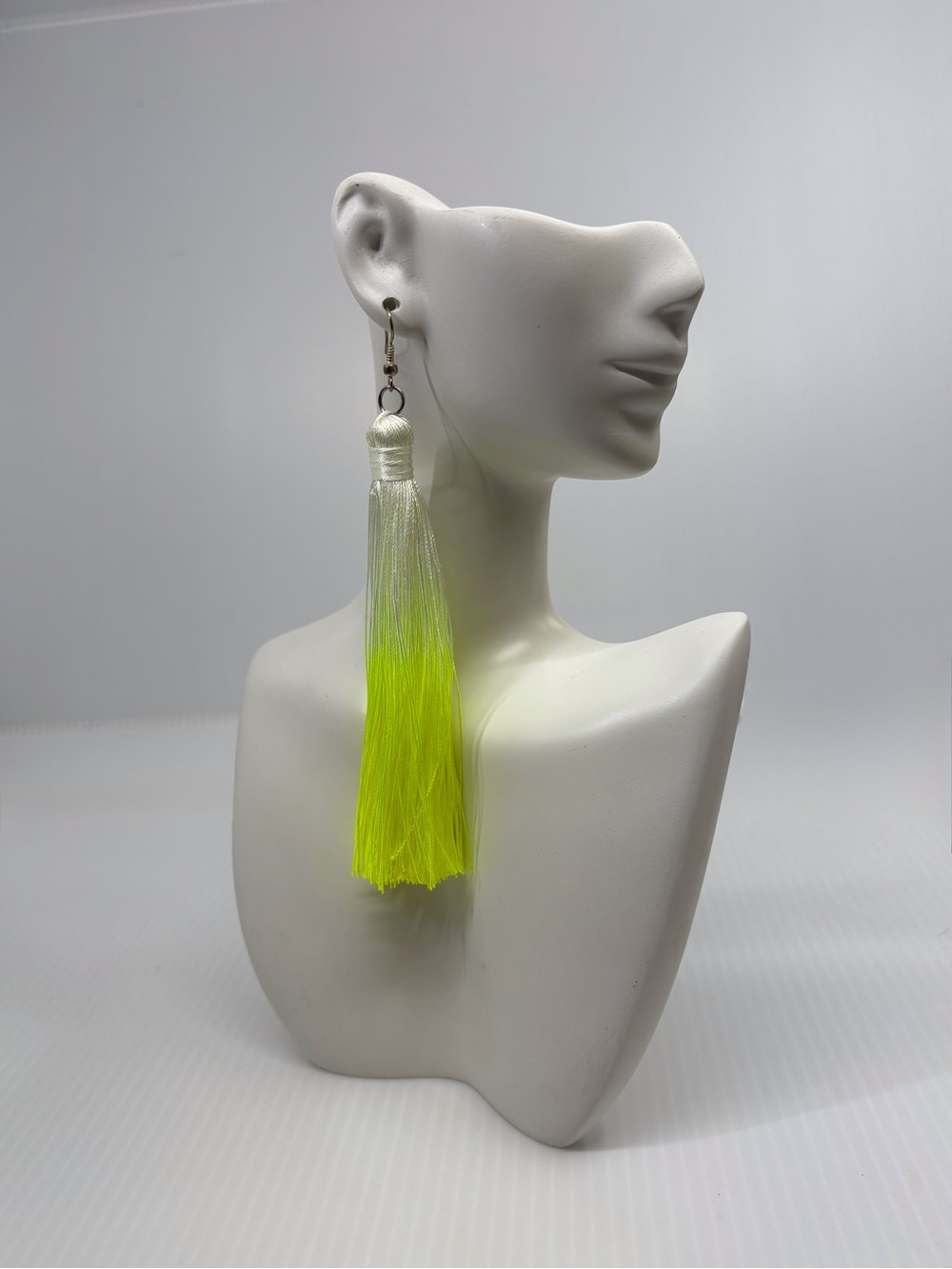 Neon Yellow Ombre Tassel Drop Earrings - Women Jewelry